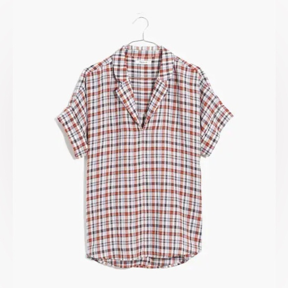 Madewell Hayden Popover Top in Burling Plaid - Medium - Picture 2 of 7
